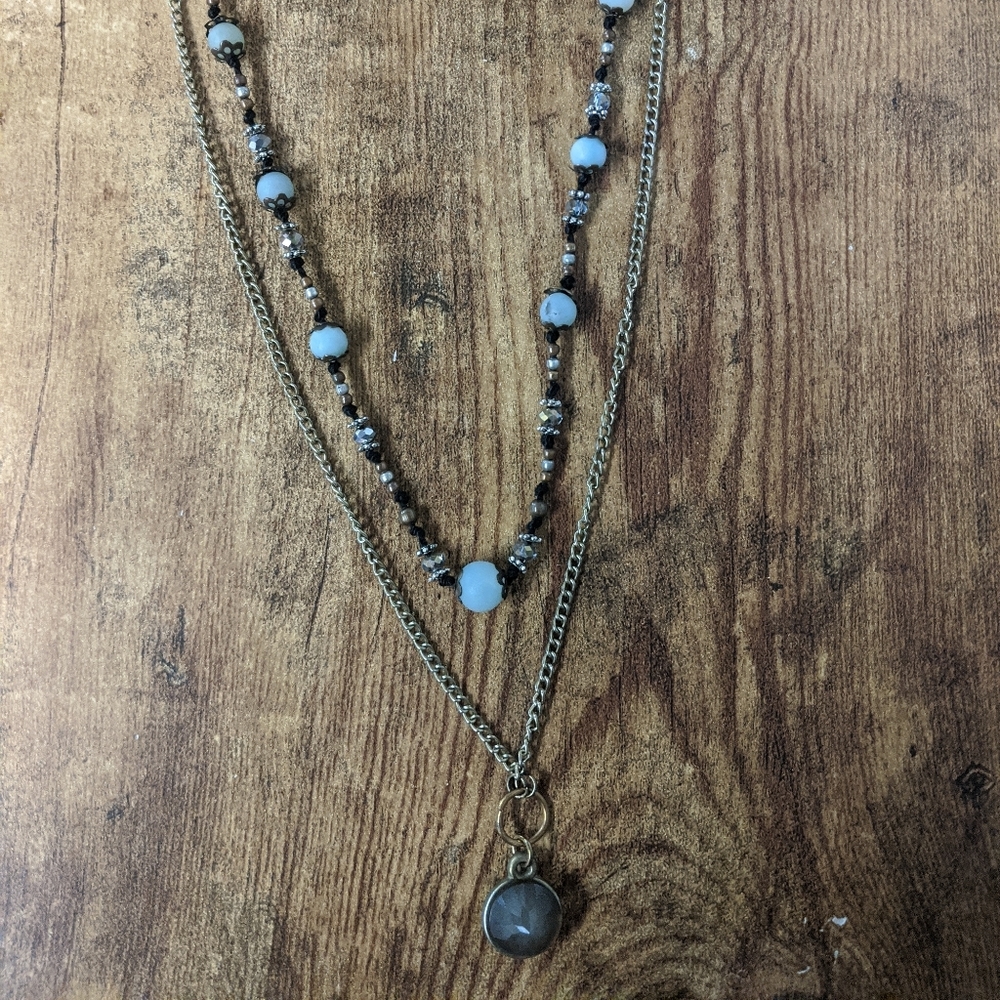 16" double layer mixed metal, rope, semiprecious